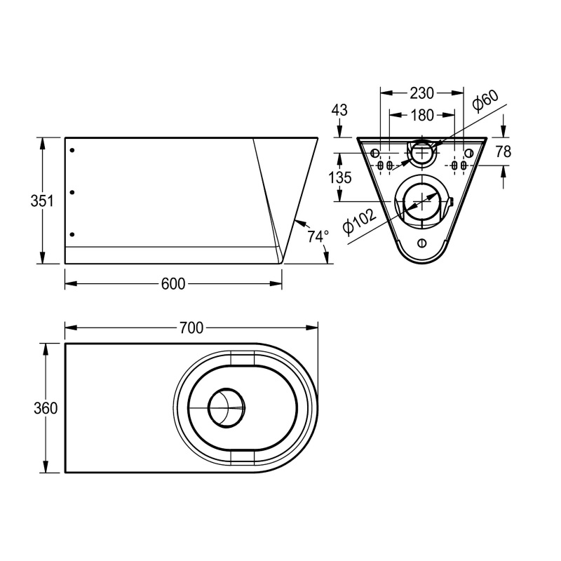 KWC Accessible Compliant Stainless Steel Wall Mounted Toilet Pan
